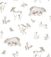 NATURAL - Papier peint animaux de la forêt sépia